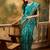 teal banarasi jacquard saree with rich zari weaving, mina & lace work on pallu