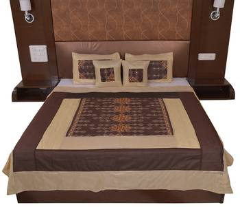 Polysilk Rajwada Mirror work Bed Cover Set 3