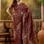 maroon banarasi jacquard saree with rich zari weaving, mina & lace work on pallu