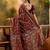 maroon banarasi jacquard saree with rich zari weaving, mina & lace work on pallu