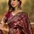 maroon banarasi jacquard saree with rich zari weaving, mina & lace work on pallu