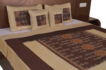 Polysilk Rajwada Mirror work Bed Cover Set 4