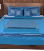 Polysilk Hand Gold Print Bed Cover Set