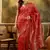 red banarasi jacquard saree with rich zari weaving & tassel pallu     includes unstitched blouse