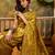 mustard banarasi jacquard saree with rich zari weaving & tassel pallu     unstitched blouse included