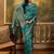 teal blue banarasi jacquard saree with zari weaving & tassel pallu – unstitched blouse material included