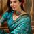 teal blue banarasi jacquard saree with zari weaving & tassel pallu – unstitched blouse material included