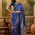 royal blue banarasi jacquard saree with rich zari weaving & tassel pallu     unstitched blouse piece