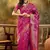 pink banarasi jacquard saree with rich zari weaving & tassel pallu     unstitched blouse piece