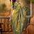 elegant green banarasi jacquard saree with rich zari weaving & tassel pallu     unstitched blouse
