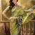 elegant green banarasi jacquard saree with rich zari weaving & tassel pallu     unstitched blouse