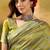 elegant green banarasi jacquard saree with rich zari weaving & tassel pallu     unstitched blouse