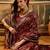 regal maroon banarasi jacquard saree with zari weaving & tassel pallu – unstitched blouse