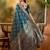 teal blue banarasi jacquard saree with golden zari weaving & tassel pallu – unstitched blouse
