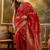red banarasi jacquard saree with golden zari weaving & tassel pallu     unstitched blouse