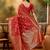 red banarasi jacquard saree with golden zari weaving & tassel pallu     unstitched blouse