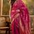 pink banarasi jacquard saree with golden zari weaving & tassel pallu     unstitched blouse