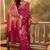 pink banarasi jacquard saree with golden zari weaving & tassel pallu     unstitched blouse