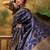 navy blue banarasi jacquard saree with golden zari weaving & tassel pallu     unstitched blouse