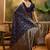 navy blue banarasi jacquard saree with golden zari weaving & tassel pallu     unstitched blouse