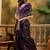 purple banarasi jacquard saree with golden zari weaving & tassel pallu     unstitched blouse