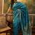 teal blue banarasi jacquard saree with golden zari weaving & tassel pallu     unstitched blouse