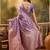 lavender banarasi jacquard saree with golden zari weaving & tassel pallu     unstitched blouse