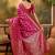 hot pink banarasi jacquard saree with golden zari weaving & tassel pallu     unstitched blouse
