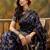 navy blue banarasi jacquard saree with golden zari weaving & tassel pallu     unstitched blouse