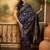 navy blue banarasi jacquard saree with golden zari weaving & tassel pallu     unstitched blouse