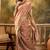 peach banarasi jacquard saree with golden zari weaving & tassel pallu     unstitched blouse