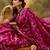 magenta banarasi jacquard saree with golden zari weaving & tassel pallu     unstitched blouse