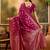 magenta banarasi jacquard saree with golden zari weaving & tassel pallu     unstitched blouse