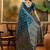 blue banarasi jacquard saree with golden zari weaving & tassel pallu     unstitched blouse