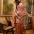 copper rose banarasi jacquard saree with intricate zari weaving & tassel pallu     unstitched blouse