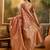 copper rose banarasi jacquard saree with intricate zari weaving & tassel pallu     unstitched blouse