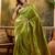 elegant green banarasi jacquard saree with zari weaving & mina detailing