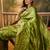 elegant green banarasi jacquard saree with zari weaving & mina detailing