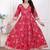 Miravan women's red jaipuri printed cotton ethnic anarkali kurta