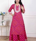 Miravan women's embellished ethnic cotton kurta with palazzo