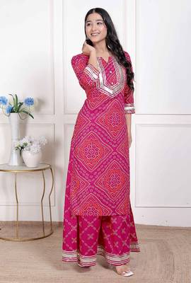   women's embellished ethnic cotton kurta with palazzo 2