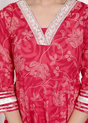   women's red jaipuri printed cotton ethnic anarkali kurta 5