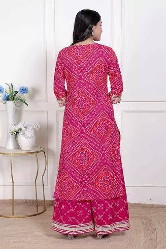   women's embellished ethnic cotton kurta with palazzo