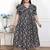 Miravan womens plus size pleated puff sleeve floral pure cotton black and white butterfly maxi dress