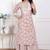 Women brown floral printed straight ethnic kurta with palazzo