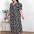 Miravan womens plus size pleated puff sleeve floral pure cotton black and white butterfly maxi dress