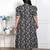 Miravan womens plus size pleated puff sleeve floral pure cotton black and white butterfly maxi dress