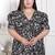 Miravan womens plus size pleated puff sleeve floral pure cotton black and white butterfly maxi dress