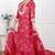 Miravan red floral print embroidered cotton  straight kurta with palazzo & dupatta