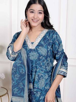   women's jashn hand block printed ethnic anarkali kurta and dupatta 5